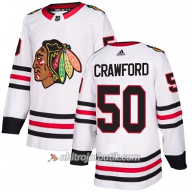 Män Ishockey Chicago Blackhawks Tröja Corey Crawford 50 Adidas 2017-2018 Vit Authentic